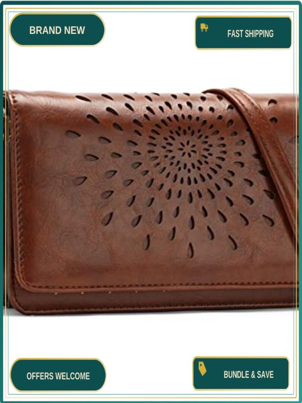Vegan Leather Crossbody Bag RFID Wristlet Wallet Phone Purse Small Clutch